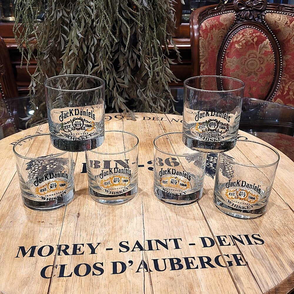 Set of 6 Vintage JACK DANIELS Whiskey Bar Glasses